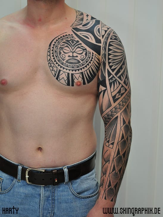 Maori, Pacific Tattoo Sleeve Brust und Arm, Pankow Wilhelmsruh
